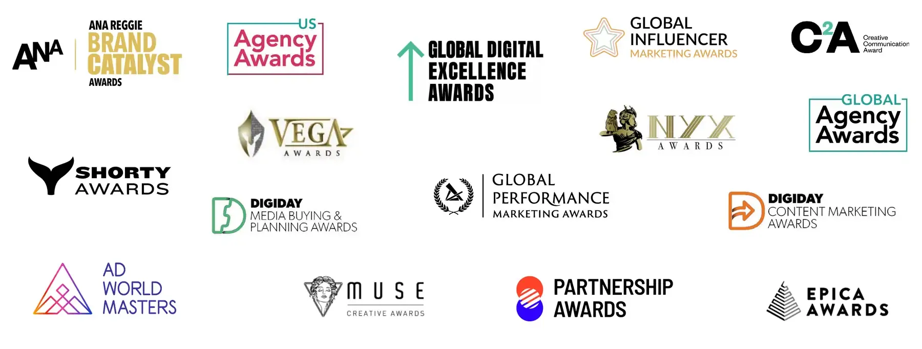 Home 12 HireInfluence awards: ANA Reggie Brand Catalyst Awards, US Agency Awards, Global Digital Excellence Awards, Global Influencer Marketing Awards, C2A, Vega Awards, NYX Awards, Global Agency Awards, Shorty Awards, Digiday Media Buying and Planning Awards, Global Performance Marketing Awards, Digiday Content Marketing Awards, Ad World Masters, MUSE Creative Awards, Partnership Awards, Epica Awards